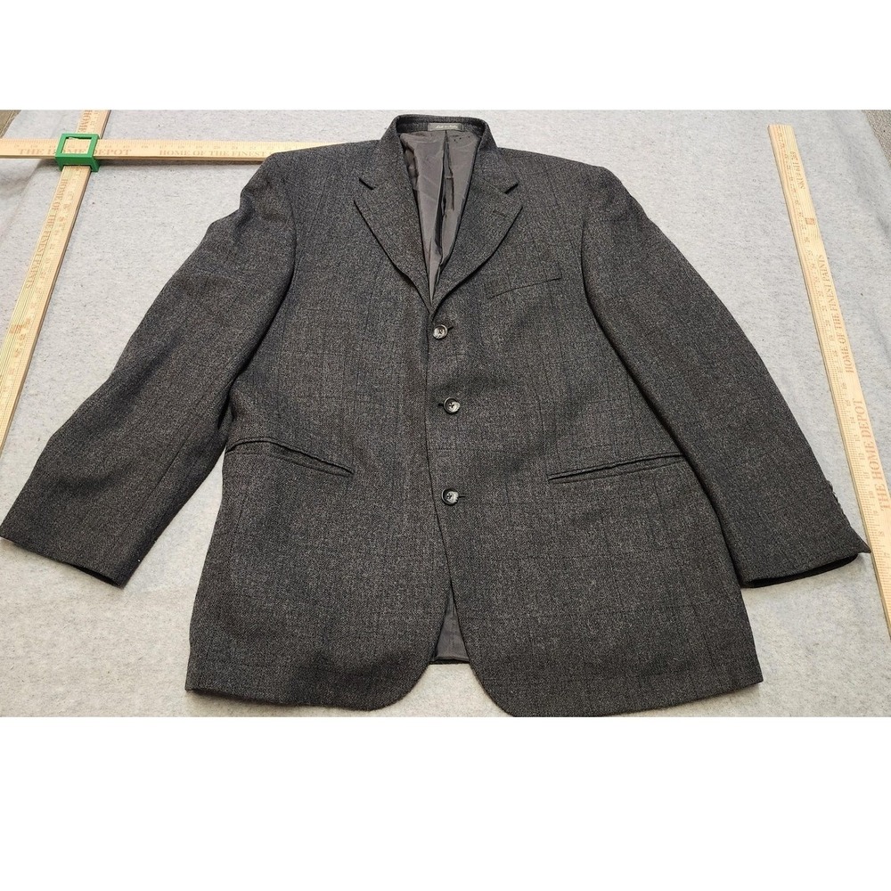 Oscar de la Renta Blazer Mens 44R Charcoal Gray Lambswool 3 Button Sport Coat